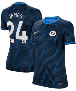 Alternative view of Reece James Chelsea Nike Women's 2023/24 Away Stadium Replica Player Jersey - Navy/Blue