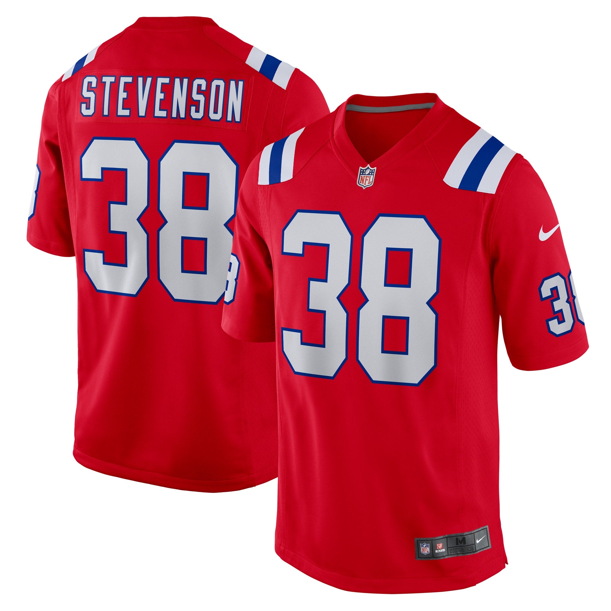 Rhamondre Stevenson New England Patriots Nike Game Jersey - Navy/Red/White - Image 7
