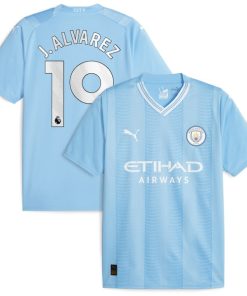 Juli¨¢n ¨¢lvarez Manchester City Puma 2023/24 Home Replica Player Jersey - Sky Blue