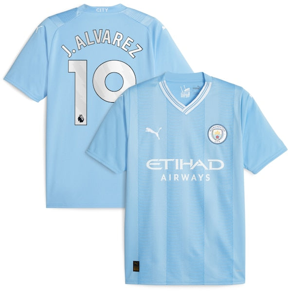 Juli¨¢n ¨¢lvarez Manchester City Puma 2023/24 Home Replica Player Jersey - Sky Blue