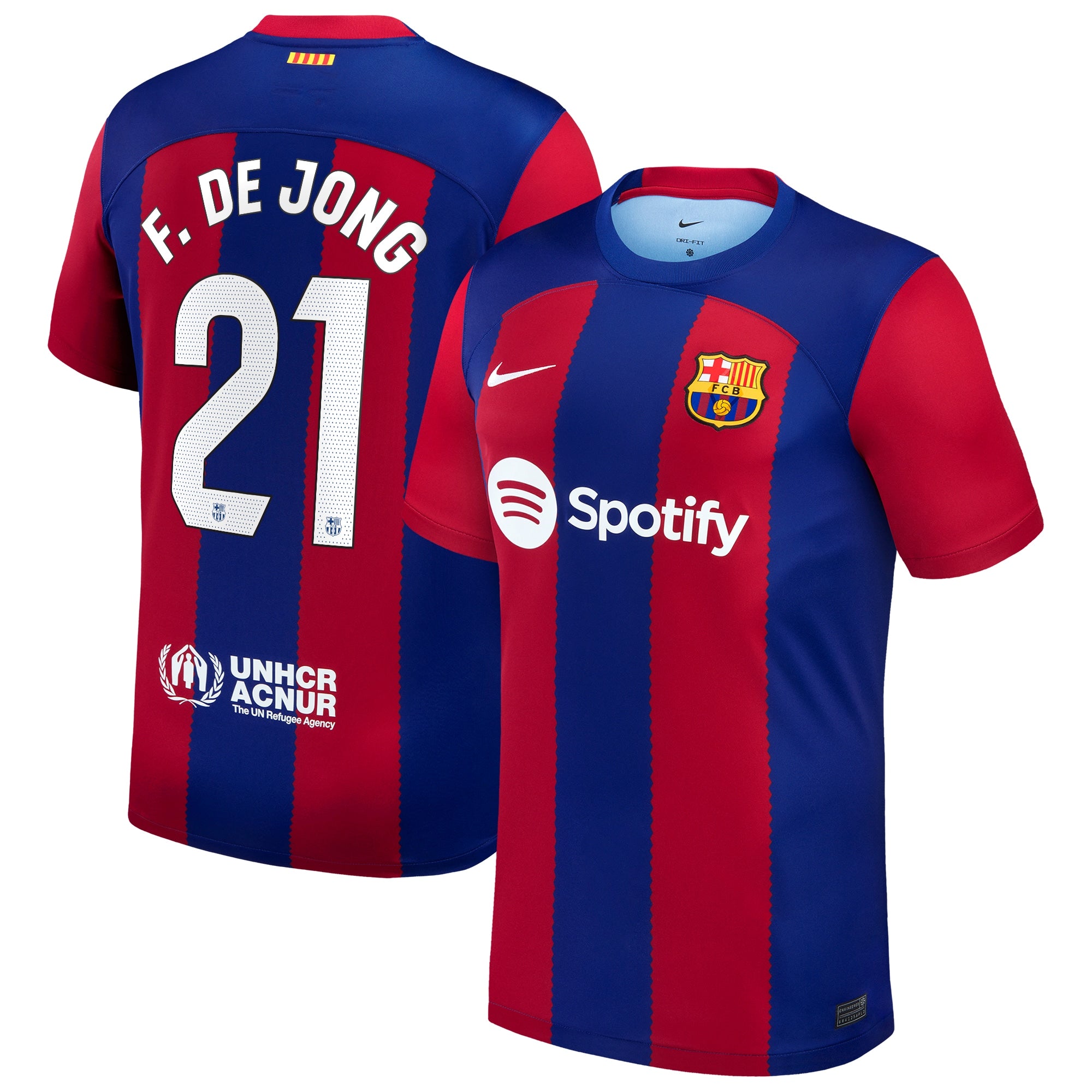 Frenkie de Jong Barcelona Nike 2023/24 Away Replica Jersey - White/Aqua/Royal - Image 6