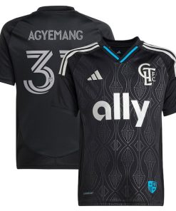 Patrick Agyemang Charlotte FC adidas Youth 2025 Fortress Kit Replica Player Jersey - Black