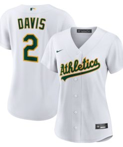 Alternative view of Khris Davis Oakland Athletics Nike Women's Home Replica Player Jersey - White/Green