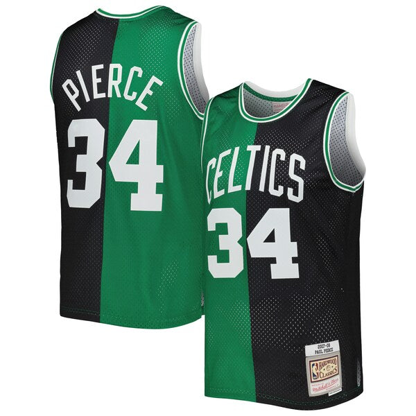 Paul Pierce Boston Celtics Hardwood Classics 2007/08 Split Swingman Jersey - Black/Kelly Green - Image 2