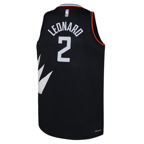 Kawhi Leonard LA Clippers Jordan Brand Youth Swingman Jersey - Statement Edition - Black - Image 3