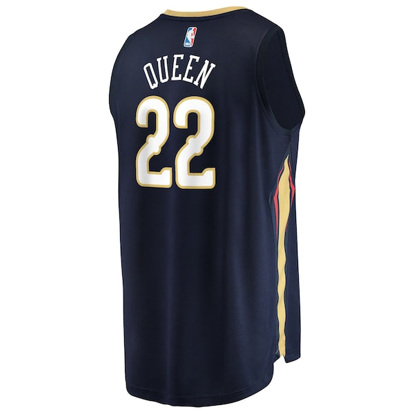 Derik Queen New Orleans Pelicans Youth Fast Break Replica Jersey - Navy - Icon Edition - Image 3