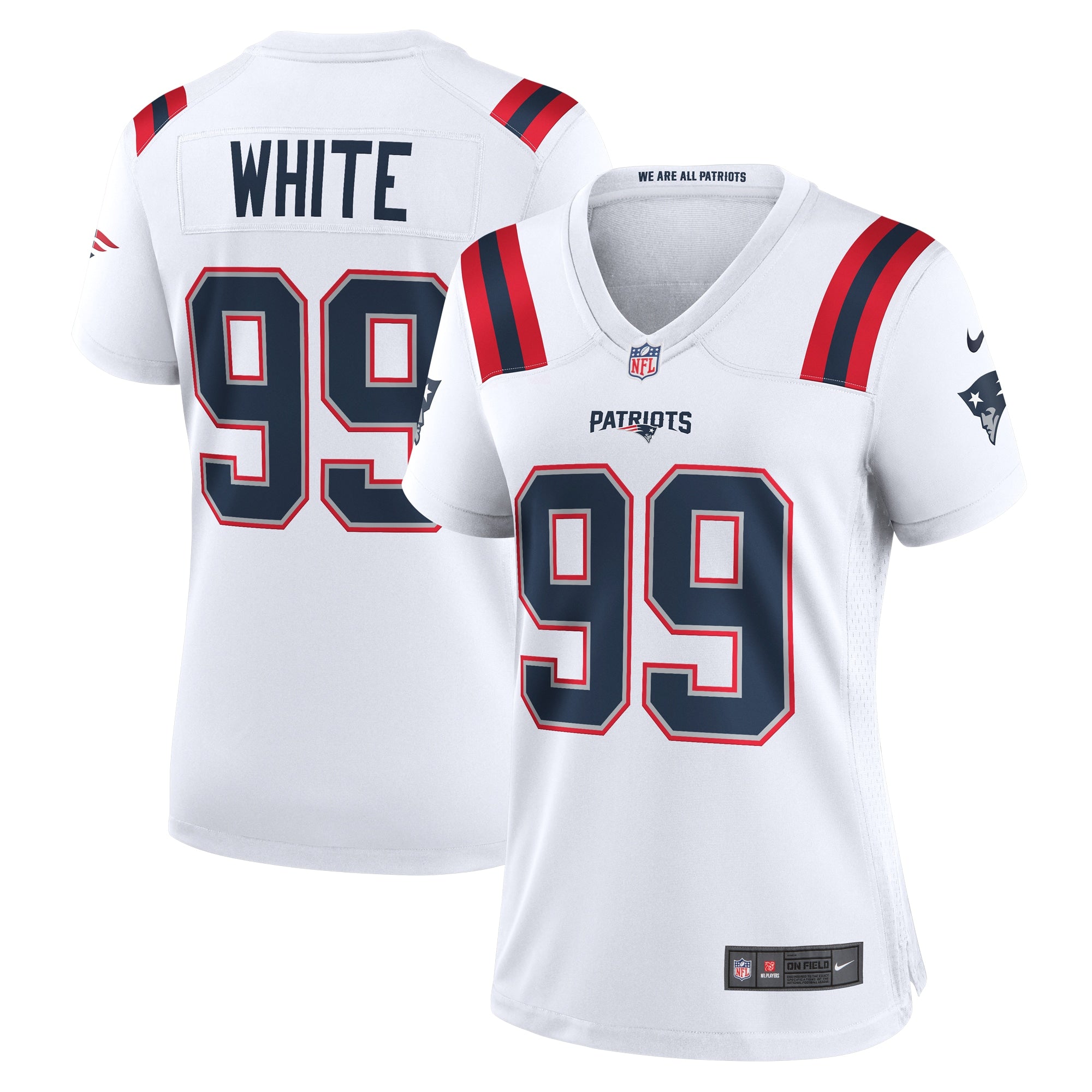 Keion White New England Patriots Nike Women's Alternate Team Game Jersey - Red/Navy/White - Image 2