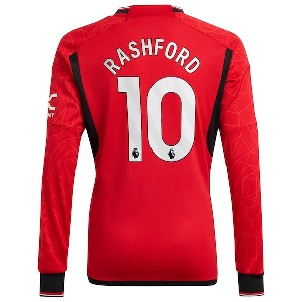 Marcus Rashford Manchester United adidas 2023/24 Home Replica Long Sleeve Player Jersey - Red - Image 3