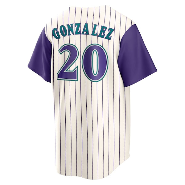 Luis Gonzalez Arizona Diamondbacks Nike Alternate Cooperstown Collection Player Jersey - Cream/Purple - Image 4