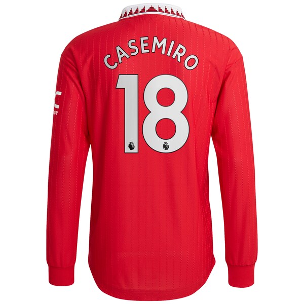 Carlos Casemiro Manchester United adidas 2022/23 Home Replica Long Sleeve Jersey - Red - Image 3