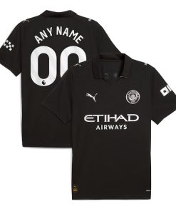 Manchester City Puma 2025/26 Away Replica Custom Jersey - Black/Light Blue/Green