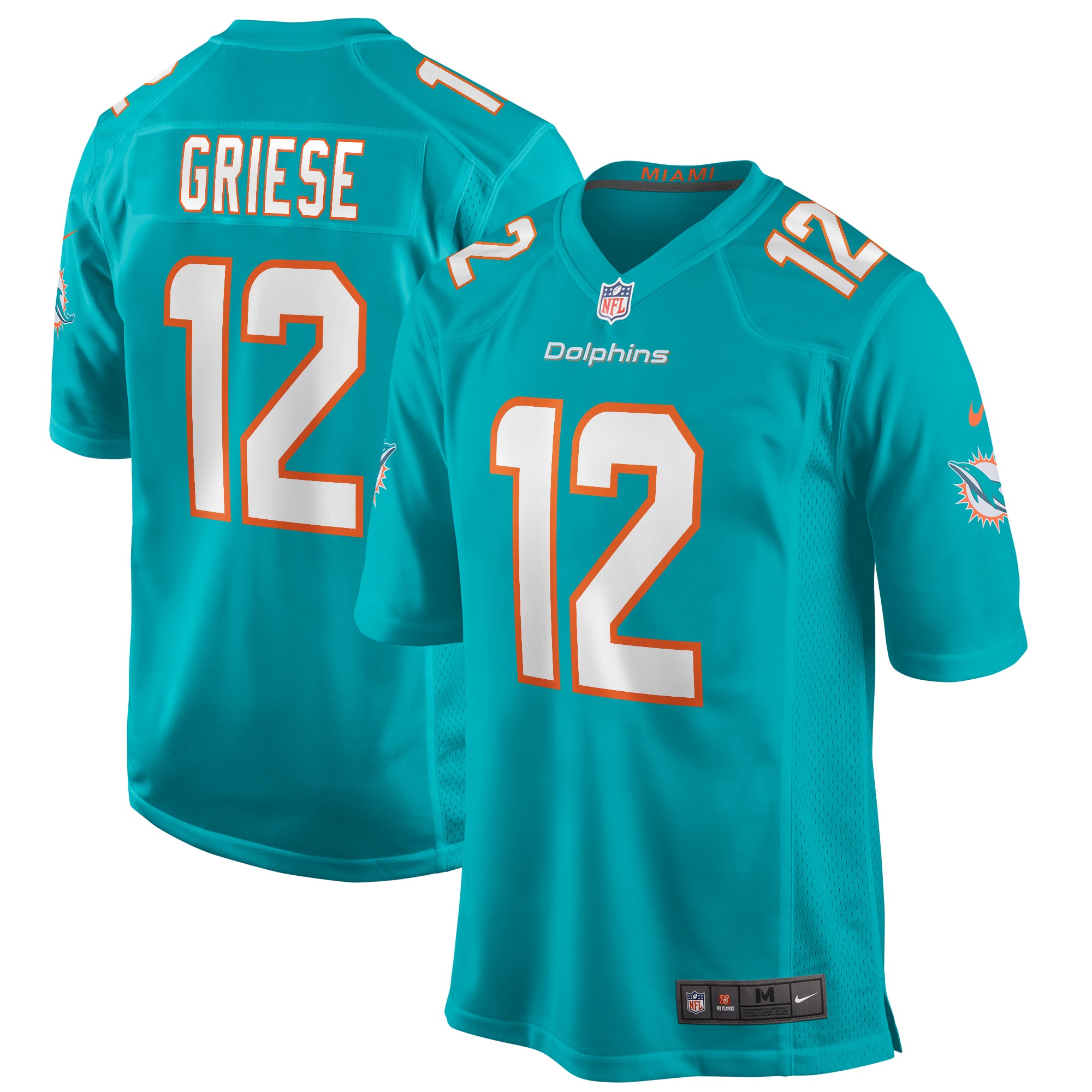Bob Griese Miami Dolphins Nike Retired Player Jersey - White/Aqua - Image 6