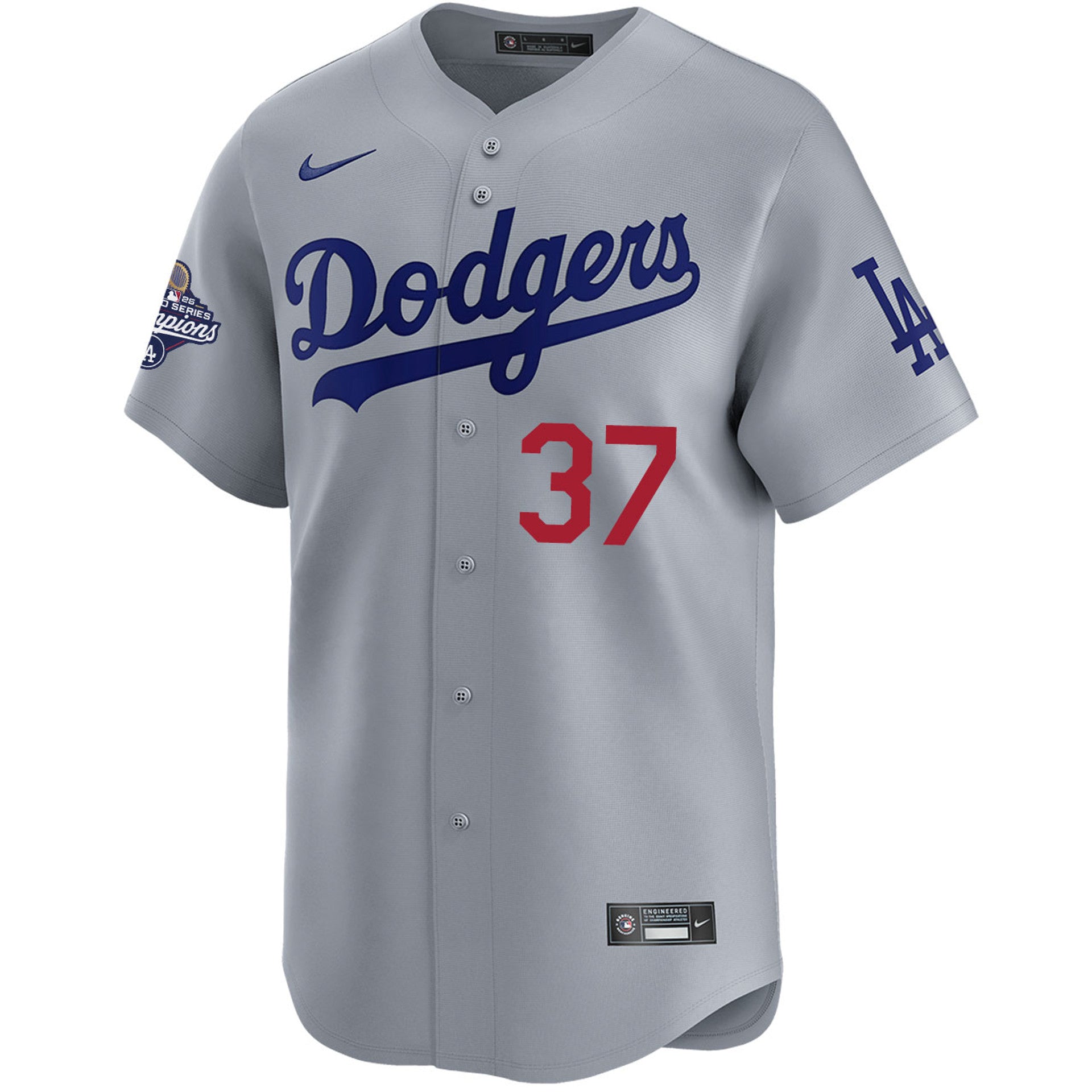 Teoscar Hern¨¢ndez Los Angeles Dodgers Nike 2025 World Series Champions Home Replica Jersey - Grey - Image 2