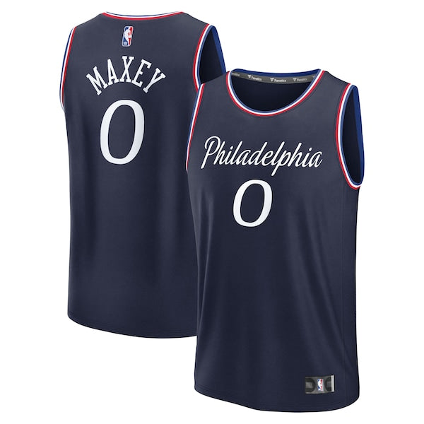 Tyrese Maxey Philadelphia 76ers Youth 2025/26 City Edition Fast Break Jersey - Navy
