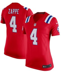 Bailey Zappe New England Patriots Nike Women's Alternate Game Player Jersey - Red/Navy/White