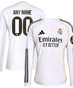 Los Merengues adidas 2025/26 Home Replica Long Sleeve Custom Jersey - White