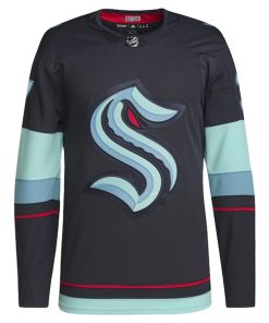 Alternative view of Yanni Gourde Seattle Kraken adidas Home Primegreen Authentic Pro Player Jersey - Deep Sea Blue