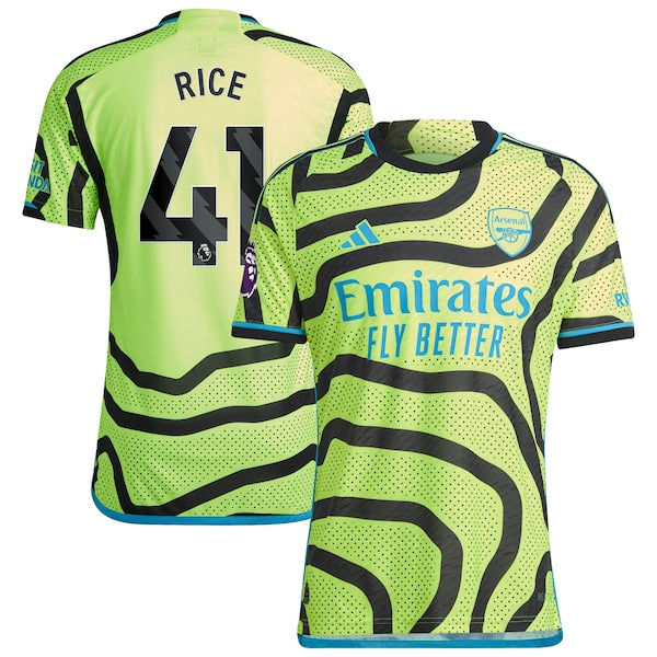 Declan Rice Arsenal adidas 2023/24 Away Authentic Player Jersey - Yellow/Red - Image 2