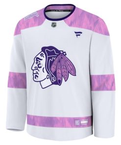 Alternative view of Chicago Blackhawks  Hockey Fights Cancer Practice Jersey - White
