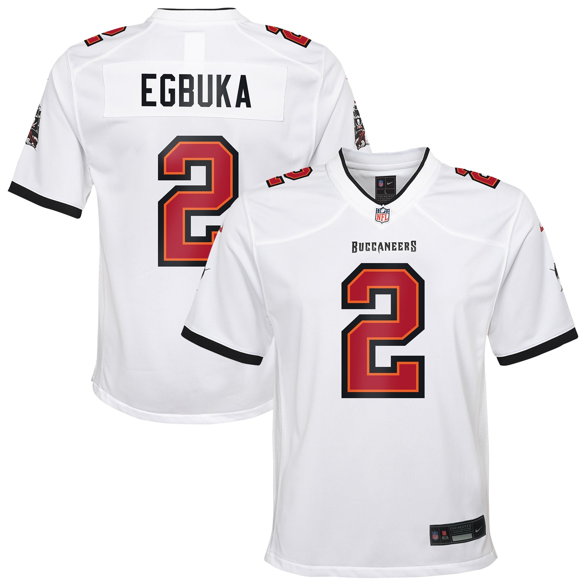 Emeka Egbuka Tampa Bay Buccaneers Nike Youth Team Game Jersey - Red/White/Creamsicle - Image 6