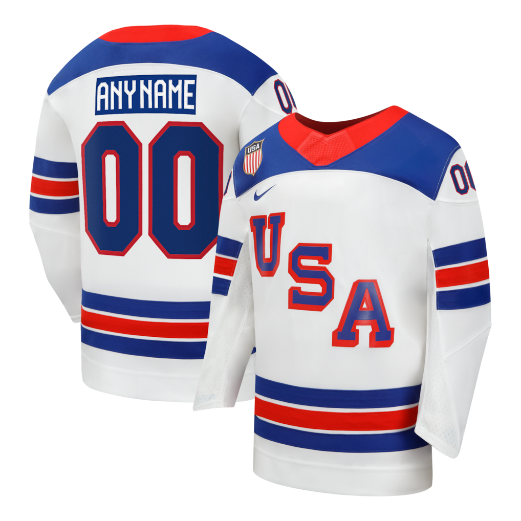 Youth USA Hockey Nike White 2026 Away Replica Custom Jersey