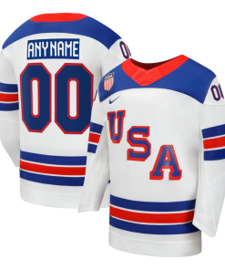 USA Hockey Nike White 2026 Away Replica Custom Jersey