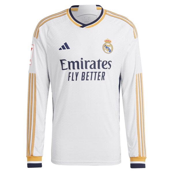 Jude Bellingham Los Merengues adidas Home 2023/24 Authentic Long Sleeve Jersey - White - Image 2