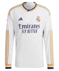 Alternative view of Eduardo Camavinga Los Merengues adidas Home 2023/24 Authentic Long Sleeve Jersey - White