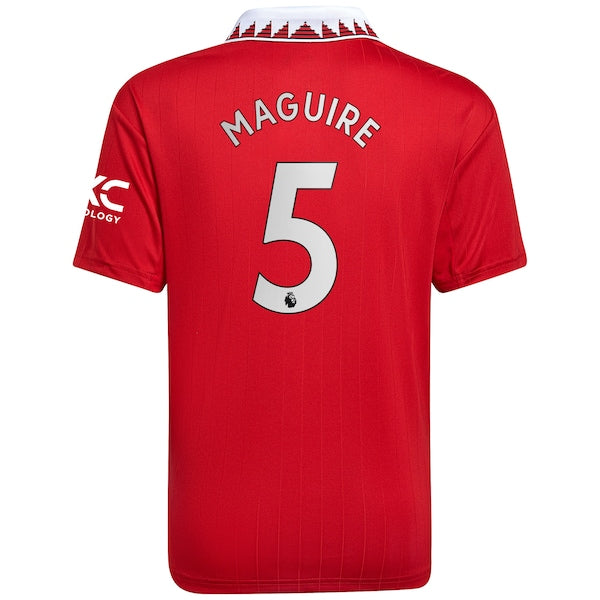 Harry Maguire Manchester United adidas Youth 2022/23 Home Replica Player Jersey - Red - Image 3