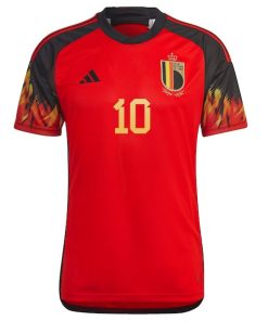 Alternative view of Eden Hazard Belgium National Team adidas 2022/23 Home Replica Jersey - Red