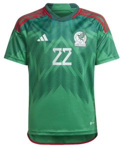 Alternative view of Hirving Lozano Mexico National Team adidas Youth 2022/23 Home Replica Jersey - Green