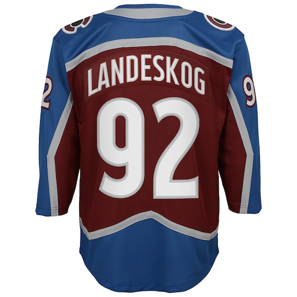 Gabriel Landeskog Colorado Avalanche Youth Home 2022 Stanley Cup Champions Premier Player Jersey - Burgundy - Image 3