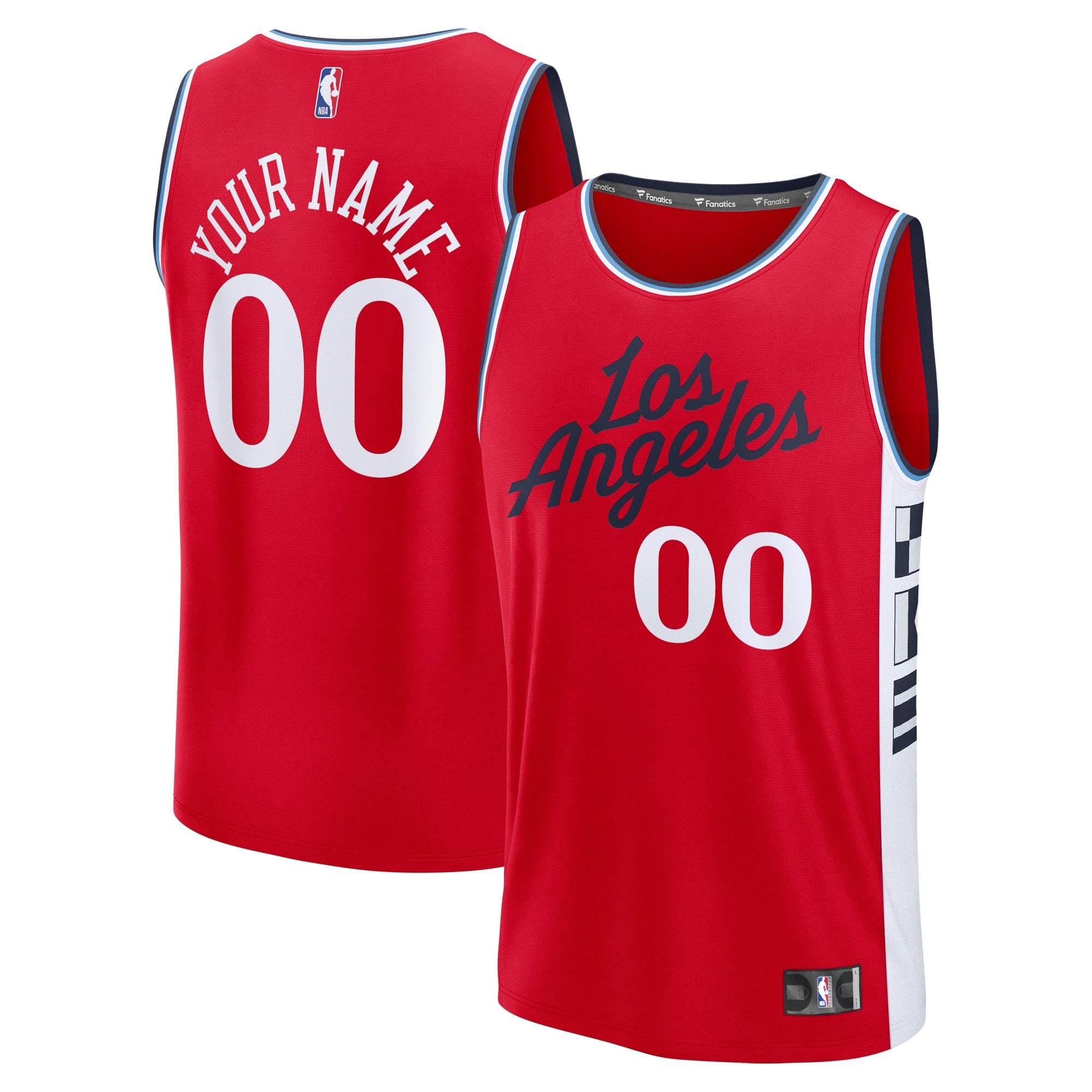 LA Clippers Fast Break Custom Jersey - Association Edition - White/Navy/Red - Image 8