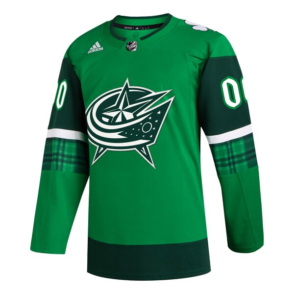 Columbus Blue Jackets adidas St. Patrick's Day Authentic Custom Jersey - Kelly Green - Image 2