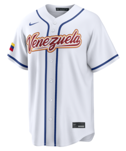 Alternative view of Ronald Acu?a Jr. Venezuela Baseball Nike 2026 World Baseball Classic Home Stadium Jersey - White