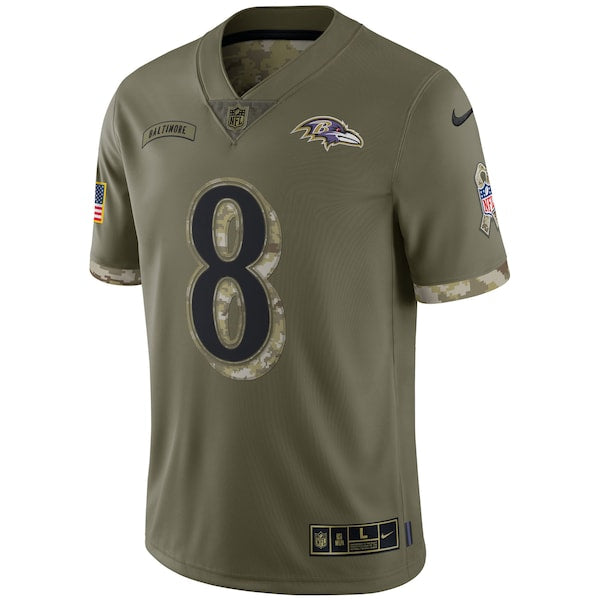 Lamar Jackson Baltimore Ravens Nike 2022 Salute To Service Limited Jersey - Olive - Image 2