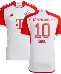 Alternative view of Leroy San¨¦ Bayern Munich adidas Youth 2023/24 Home Replica Jersey - White/Green