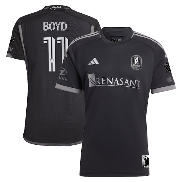 Tyler Boyd Nashville SC adidas 2024 Man In Black Kit Authentic Player Jersey - Black/Yellow - Image 2