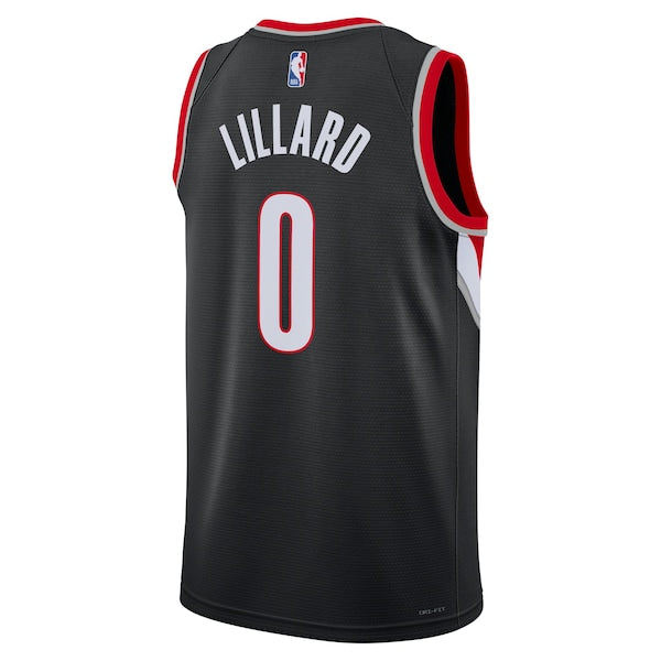 Damian Lillard Portland Trail Blazers Nike Unisex Swingman Jersey - Icon Edition - Black/White - Image 4