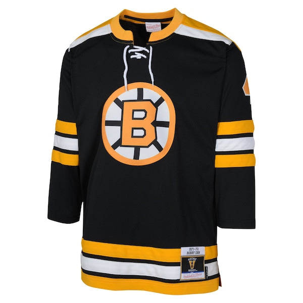 Bobby Orr Boston Bruins Youth 1971 Blue Line Player Jersey - Black - Image 2