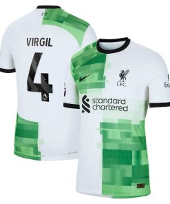 Alternative view of Virgil van Dijk Liverpool Nike 2023/24 Away Authentic Player Jersey - White/Red
