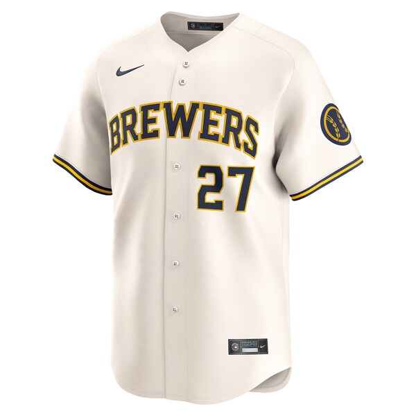 Willy Adames Milwaukee Brewers Nike Home Limited Player Jersey - Cream - Image 2