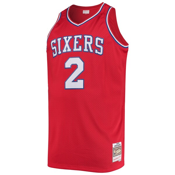 Moses Malone Philadelphia 76ers 1982/83 Big & Tall Hardwood Classics Swingman Jersey - Red - Image 3