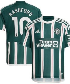 Marcus Rashford Manchester United adidas Youth 2023/24 Away Replica Player Jersey - Green/White