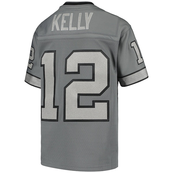 Jim Kelly Buffalo Bills Youth 1990 Retired Player Metal Replica Jersey - Charcoal - Image 3