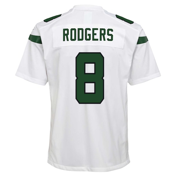 Aaron Rodgers New York Jets Nike Youth Game Jersey - White/Black/Green - Image 8