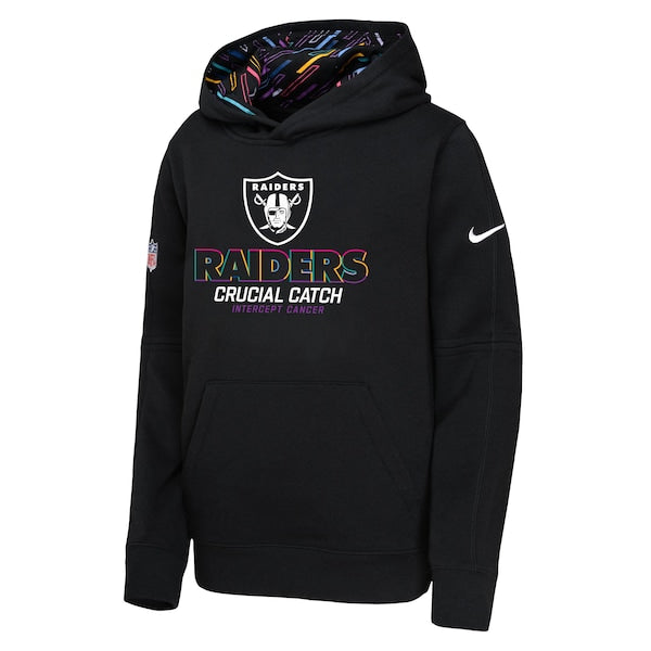 Las Vegas Raiders Nike Youth 2024 NFL Crucial Catch Pullover Hoodie - Black - Image 2