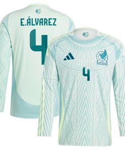 Edson Alvarez Mexico National Team adidas 2024 Away Replica Player Long Sleeve Jersey - Green/Burgundy