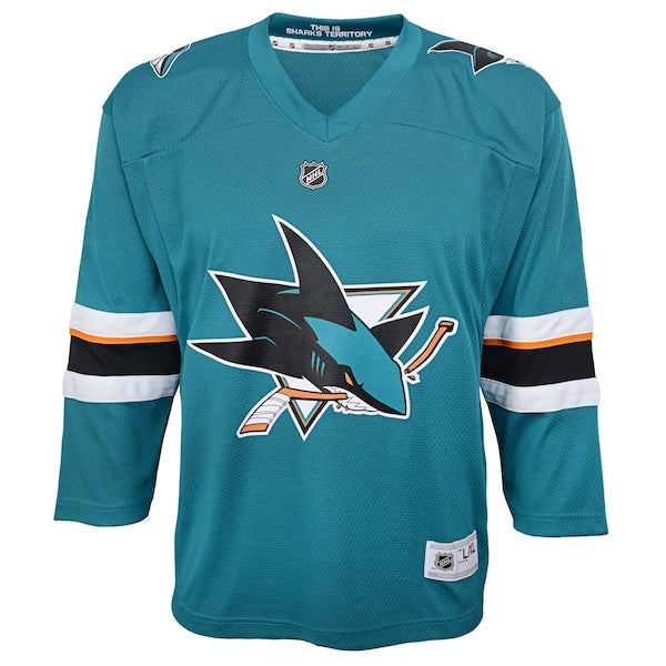 San Jose Sharks Youth 2021/22 Home Replica Custom Jersey - Teal - Image 2
