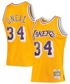 Shaquille O'Neal Los Angeles Lakers  1996/97 Hardwood Classics Swingman Jersey - Gold/Purple/Royal